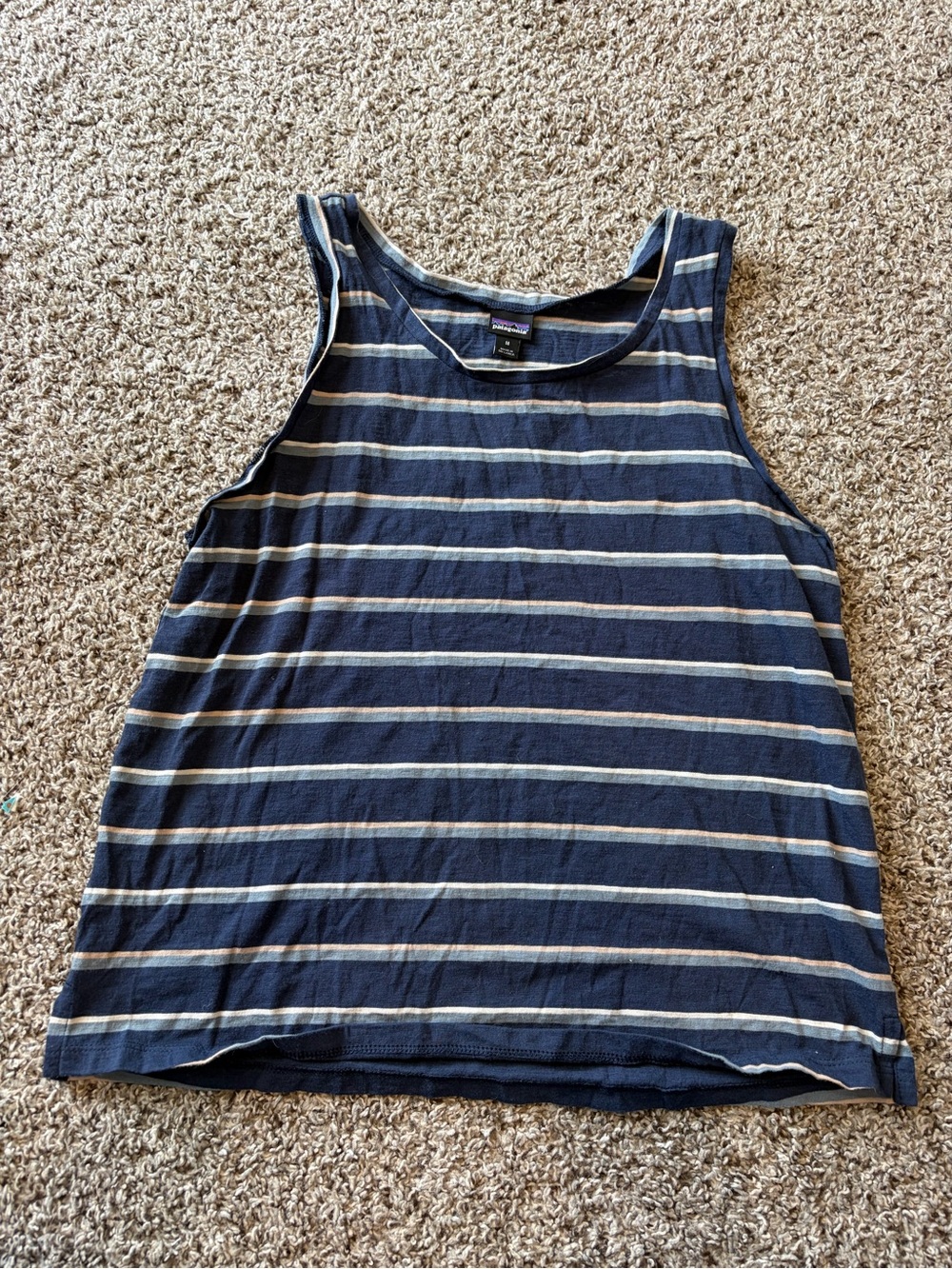 Patagonia Striped Navy and Cream Tank Top